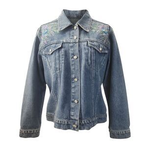Christine Alexander Denim Jacket Women L Blue Vintage Western Rhinestone Bling